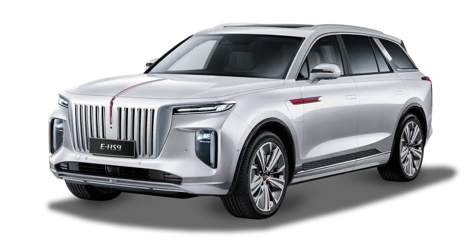 White Hongqi E-HS9 full-size electric SUV for European WVTA document enquiry